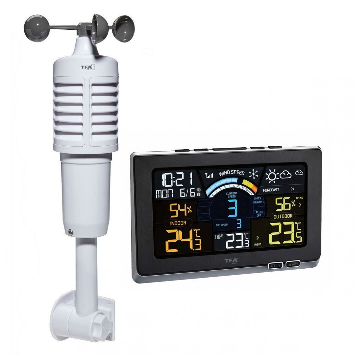Bevielė orų stotelė su anemometru TFA Spring Breeze Bevielė orų stotelė su anemometru TFA Spring Breeze
