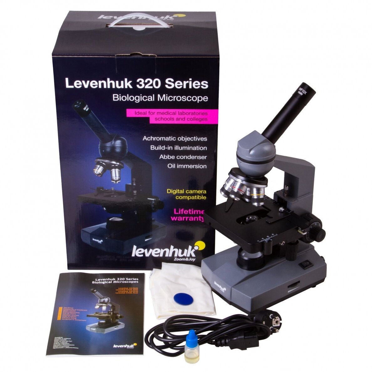 Biologinis monokulinis mikroskopas Levenhuk 320 BASE 3 Biologinis monokulinis mikroskopas Levenhuk 320 BASE 3