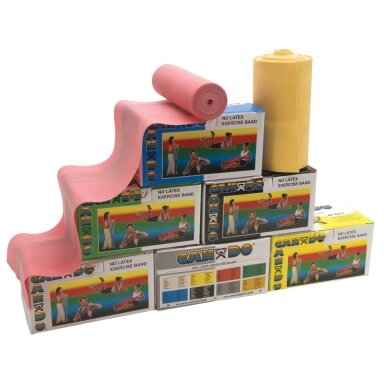 Cando mankštos juosta - 5,5 m. - geltona/labai lengvas lygis - be latekso Cando mankštos juosta - 5,5 m. - geltona/labai lengvas lygis - be latekso