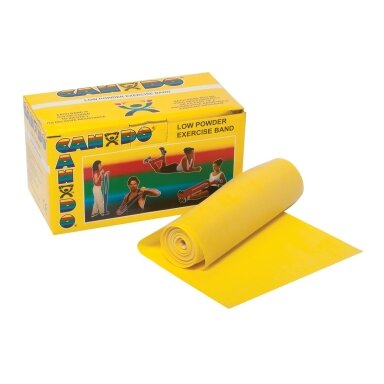 Cando mankštos juosta - 5,5 m. - geltona/labai lengvas lygis - mažas pudros kiekis Cando mankštos juosta - 5,5 m. - geltona/labai lengvas lygis - mažas pudros kiekis