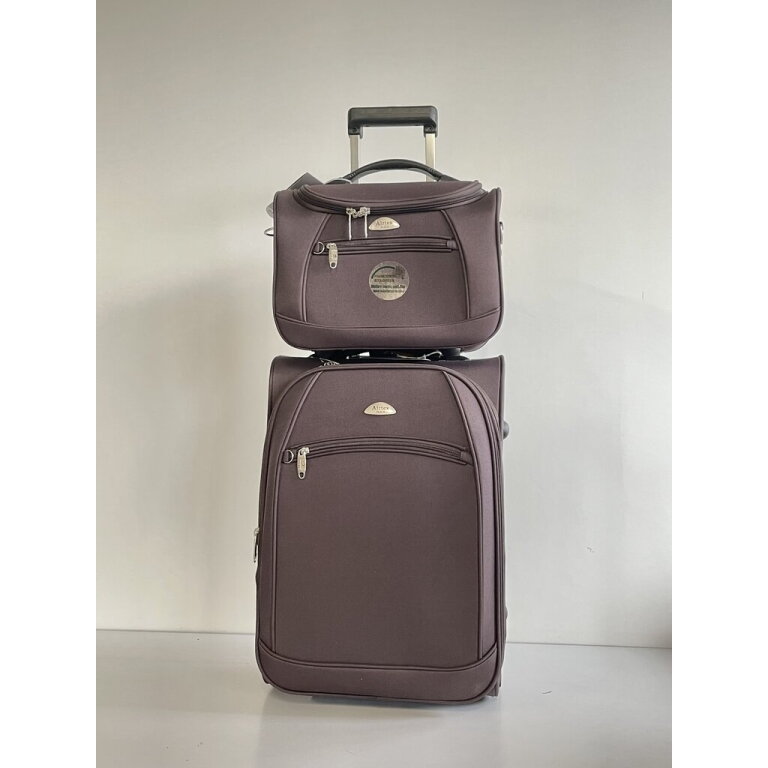 Mažas kelioninis lagaminas Airtex su kelioniniu krepšiu, 30 L, rudas, 2311/20 1