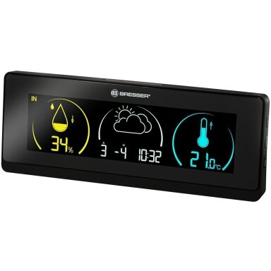 Meteorologinė stotelė Bresser Temeo Life su spalvotu ekranu, juodos spalvos Meteorologinė stotelė Bresser Temeo Life su spalvotu ekranu, juodos spalvos