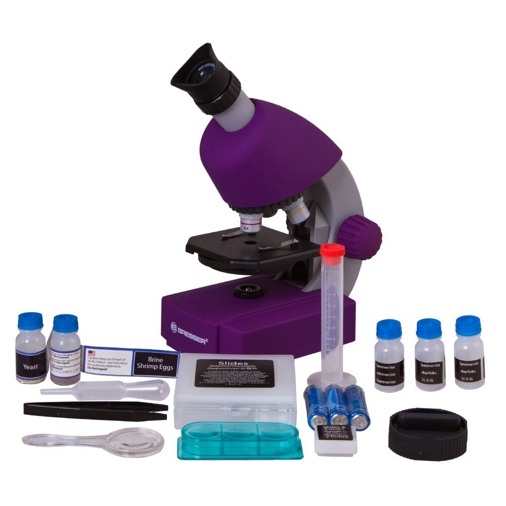 Mikroskopas Bresser Junior 40–640x, violetinis Mikroskopas Bresser Junior 40–640x, violetinis
