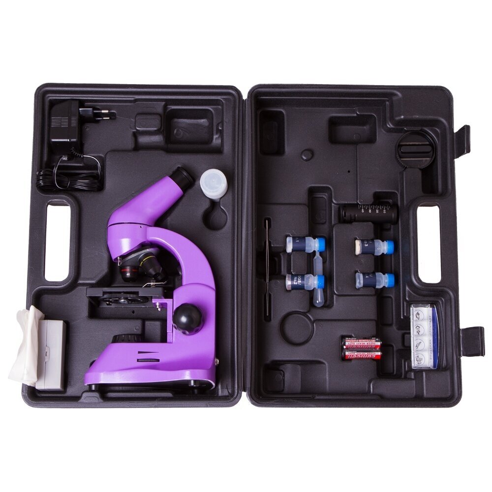 Mikroskopas Levenhuk Rainbow 50L violetinė spalva 3 Mikroskopas Levenhuk Rainbow 50L violetinė spalva 3
