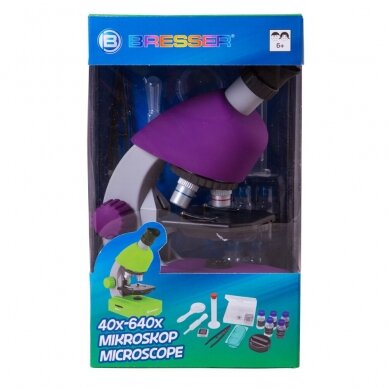 Mikroskopas Bresser Junior 40–640x, violetinis 5 Mikroskopas Bresser Junior 40–640x, violetinis 5