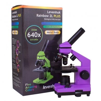 Mikroskopas Levenhuk Rainbow 2L PLUS, violetinis 8