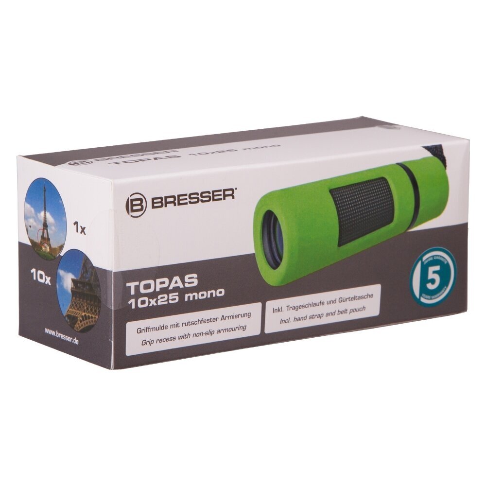 Monokuliaras Bresser Topas 10x25, žalias 2
