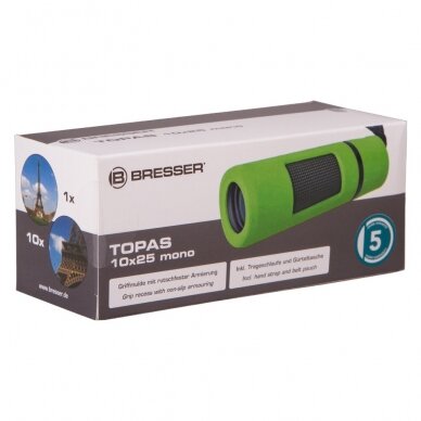 Monokuliaras Bresser Topas 10x25, žalias 2 Monokuliaras Bresser Topas 10x25, žalias 2