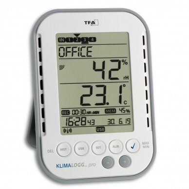 Profesionalus termo-higrometras su duomenų kaupiklio funkcija KLIMALOGG PRO TFA 30.3039.IT