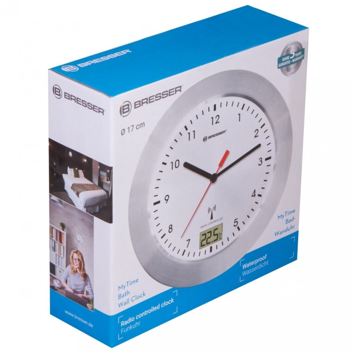 Sieninis vonios kambario laikrodis Bresser MyTime Bath Waterproof Wall Clock, baltas 4