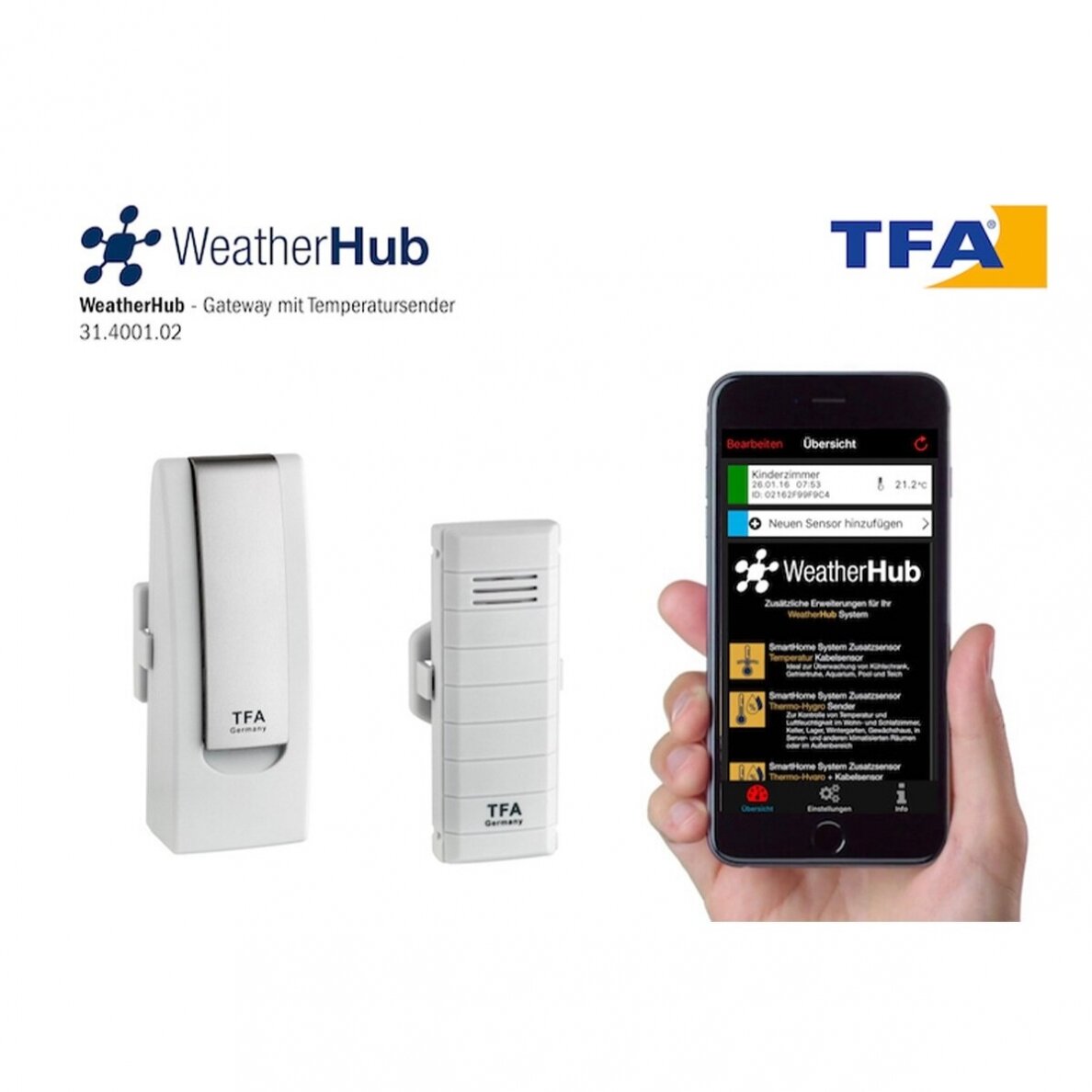 Starterio komplektas su temperatūros siųstuvu WEATHERHUB 31.4001 Starterio komplektas su temperatūros siųstuvu WEATHERHUB 31.4001