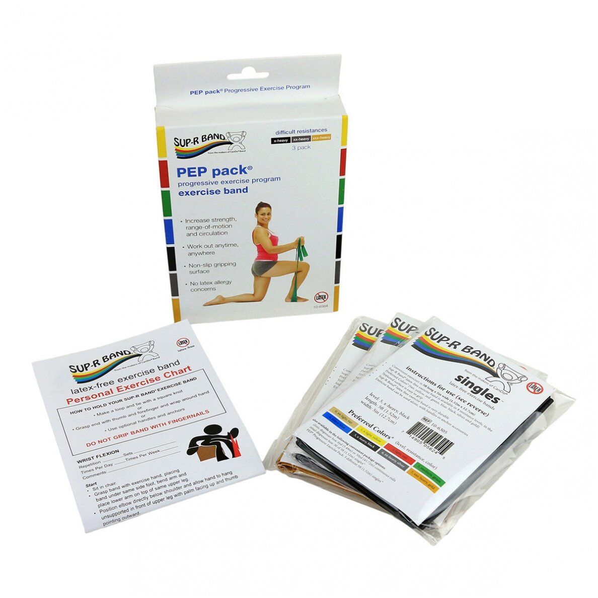 Sup-R Band®, PEP Pack, fitneso juostų rinkinys, sunkus lygis 1 Sup-R Band®, PEP Pack, fitneso juostų rinkinys, sunkus lygis 1