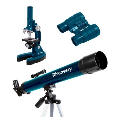 Teleskopo, mikroskopo ir žiūronų rinkinys Discovery Scope Set 3, su knyga