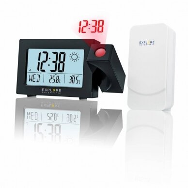 Žadintuvas su orų stotele Explore Scientific Projection RC Alarm, juodas Žadintuvas su orų stotele Explore Scientific Projection RC Alarm, juodas